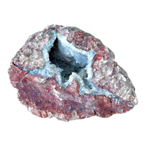 Natural Quartz Geode Mineral Specimen in Iron-Stained Matrix