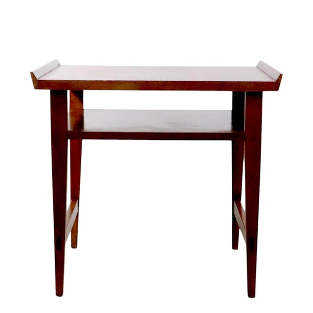 Lane Furniture Pr. Architectural Mid Century Side Tables With Exotic Wood Inlay by Lane Furniture C. 1950/60's For Sale - Image 4 of 12