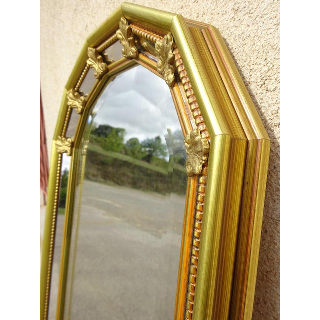 Golden Mirror with Beaded Frame and Fleur-De-Lys, 1980s For Sale - Image 11 of 14