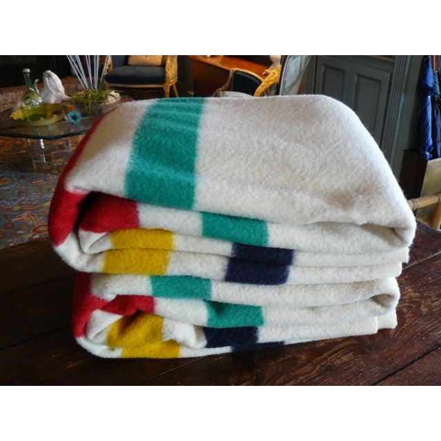 Pair of 1960s 4-Point Wool Hudson's Bay Blankets For Sale - Image 13 of 13