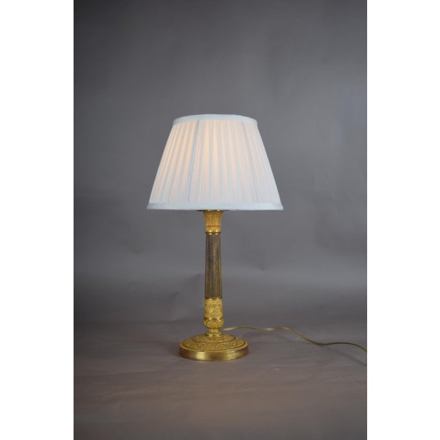 19th Century 19th Century Ormolu Gilt Bronze Table Lamp with Pleated Shade For Sale - Image 5 of 11