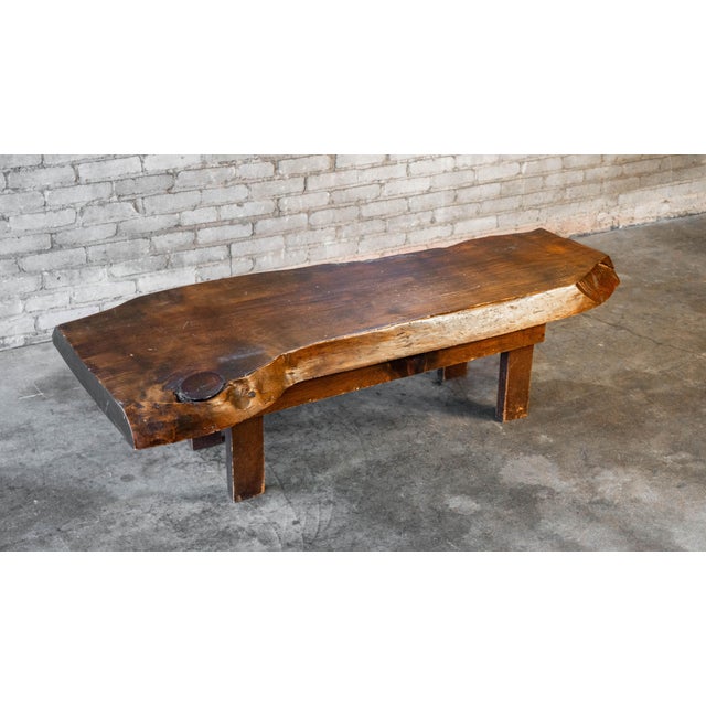 Brown Vintage Primitive Live Edge Bench Rustic For Sale - Image 8 of 18