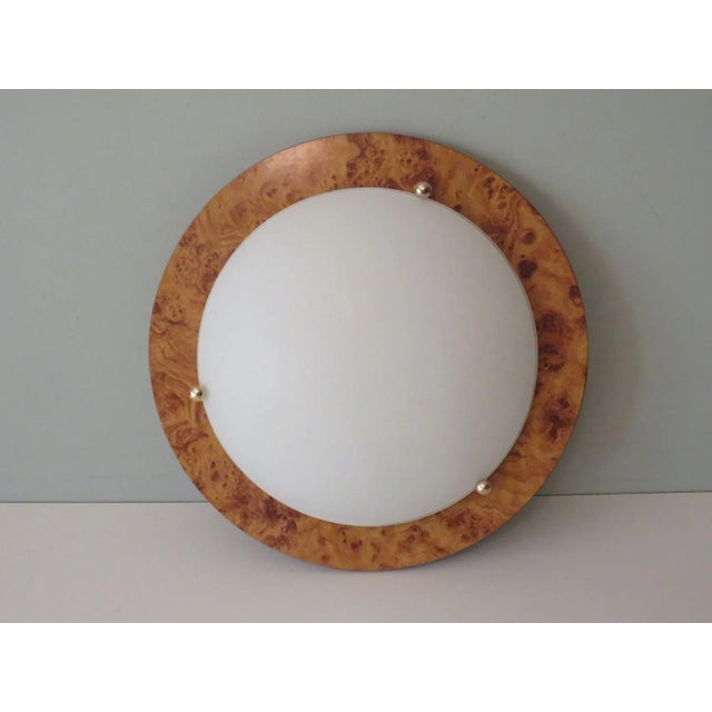 1970s Vintage Ceiling Lamp in Glass and Faux Burlwood, Spain, 1970 For Sale - Image 5 of 13