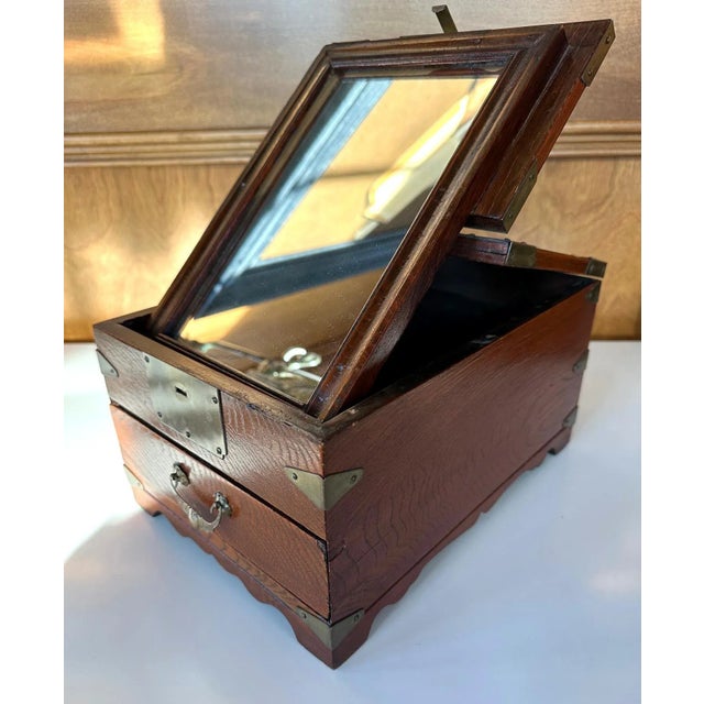 Wood Antique Korean Mirror and Cosmetic Box For Sale - Image 7 of 12