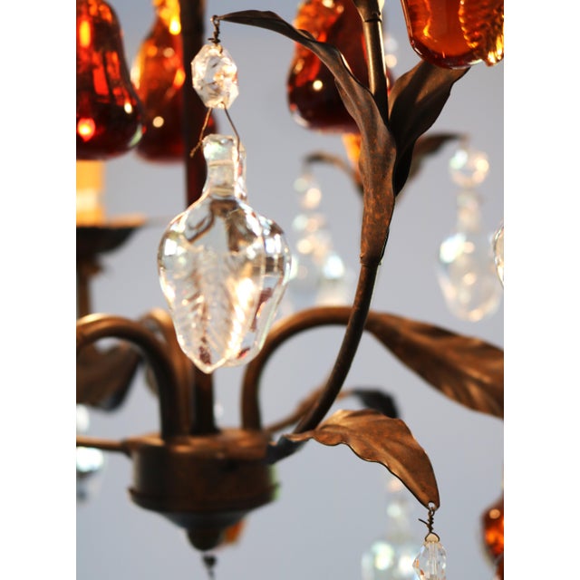 1990s Pendant Chandelier in Wrought Iron and Murano Glass, 1990s For Sale - Image 5 of 9