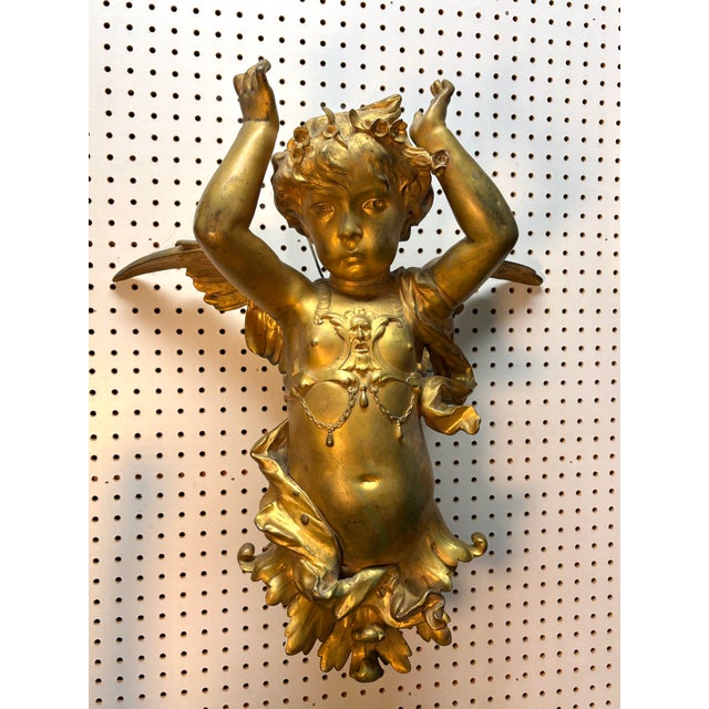 A striking and exceptionally sculptural 19th century French bronze d’or cherub figure, originally created as an...