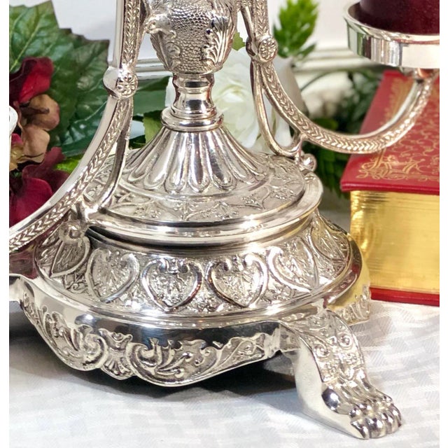 Large Centerpiece Candle Holder Vintage Andrea by Sadek Silver Plated Centerpiece For Sale - Image 11 of 13