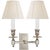 Traditional Visual Comfort Signature French Double Library Sconce in Polished Nickel with Linen Shades For Sale - Image 3 of 3