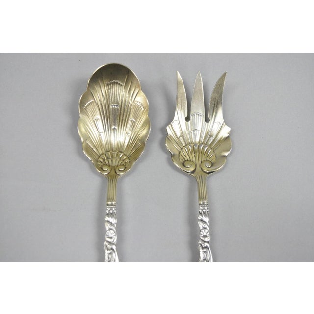 Antique Gorham Versailles Sterling Silver Flatware Salad Serving Fork & Spoon Set- 2 Pieces For Sale In Philadelphia - Image 6 of 12