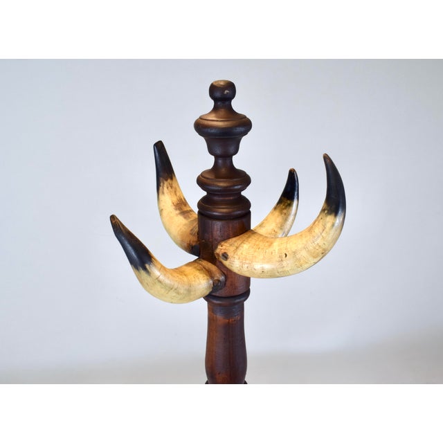 Rancho Monterey Coat Rack, Mahogany & Cow Horn, Early 20th C., Usa For Sale - Image 4 of 11