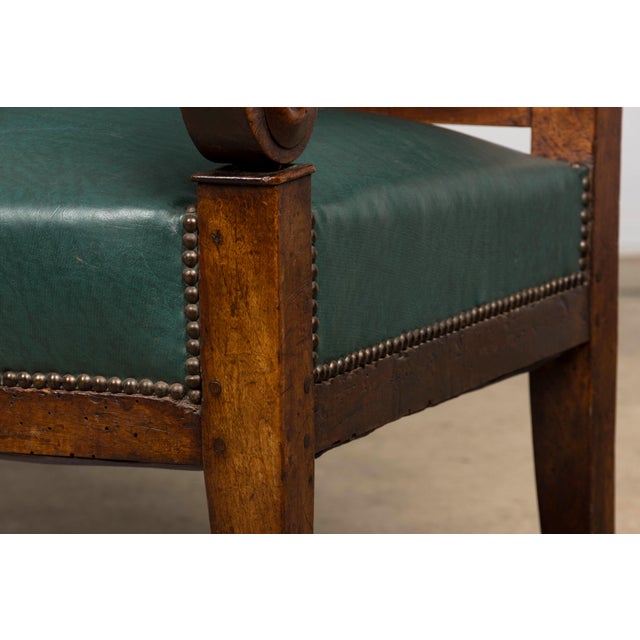 Early 19th Century French Empire Walnut Sofa in Forest Green For Sale - Image 13 of 18
