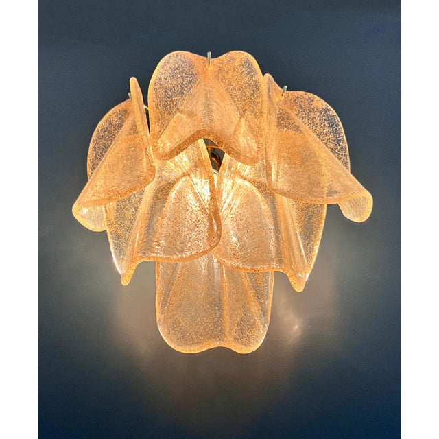 Vintage Gold Murano Glass Petal Wall Sconces from Rondini, 1990s, Set of 2 For Sale - Image 7 of 16