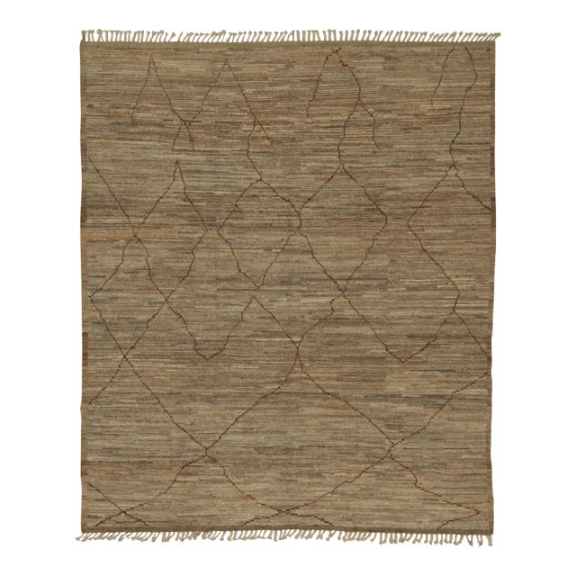 Rug & Kilim’s Modern Rug with Beige-brown Geometric Patterns - 12x16 For Sale