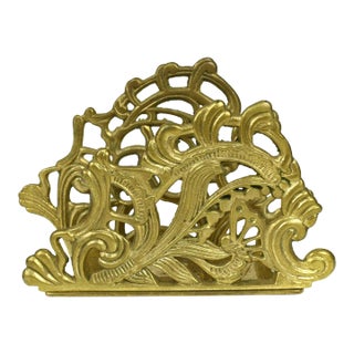 Vintage Late 20th Century Teleflora Brass Letter Envelope Holder or Napkin Holder For Sale