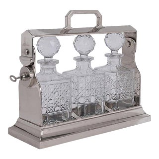 Silver Plated & Cut Glass Tantalus, 1990s For Sale