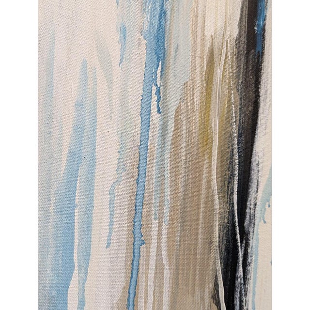 Blue Abstract Blue and White Hues, Canvas For Sale - Image 8 of 15