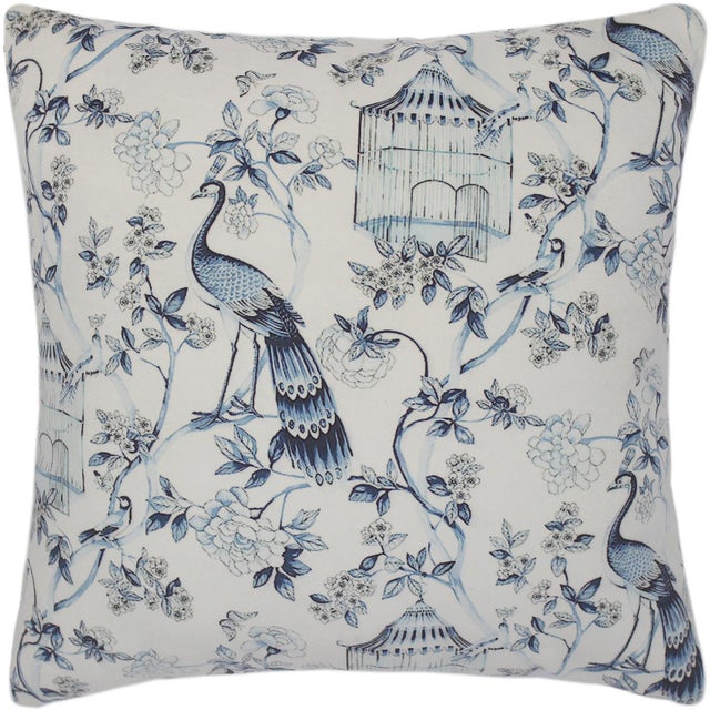 Ivory Shabby Chic Printed Velvet Handmade Pillow For Sale - Image 8 of 8