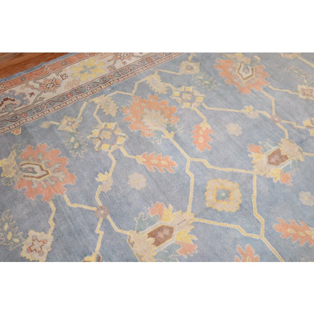Soft Blue Antique Oushak Rug, 9' X 12' For Sale - Image 10 of 10