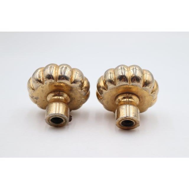 Pair of Reclaimed Polished Cast Brass Fluted Faucet Knobs For Sale - Image 4 of 4