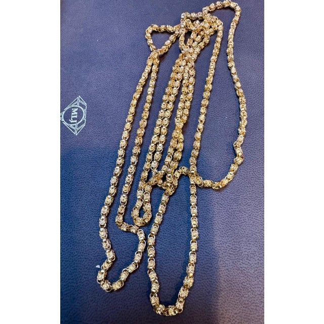 Vintage 18 Karat Yellow Gold 93.4Gm, Designer Chain, 3.64 mm Necklace, 57 " Long For Sale - Image 12 of 18