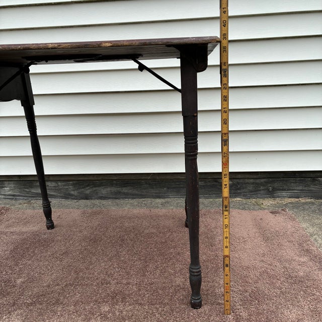 Early 20th Century Antique American Wooden Folding Sewing Table For Sale - Image 5 of 12