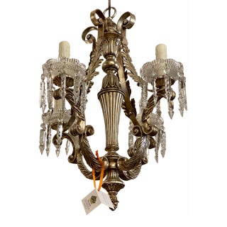 Antique Italian Silver Gilt Metal Chandelier For Sale
