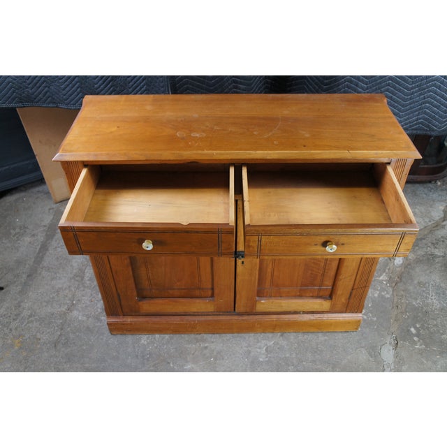 Antique Victorian Cherry Farmhouse Buffet Sideboard Console Cabinet Cupboard For Sale - Image 6 of 15