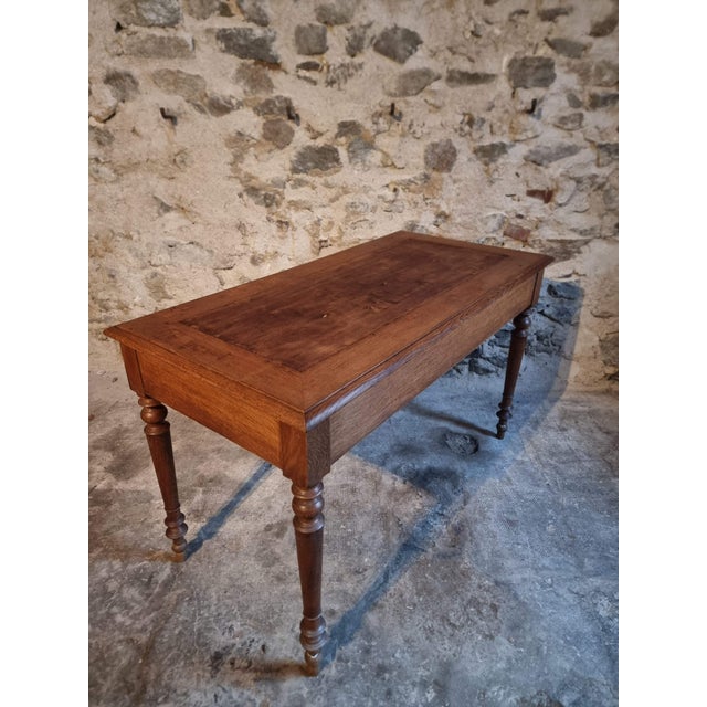 French Oak Writing Desk with Two Drawers, 1920s For Sale - Image 12 of 18