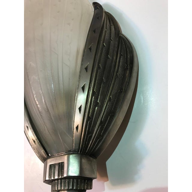 French Art Deco Geometric Sconces Signed by Verrerie Des Hanots - a Pair For Sale In New York - Image 6 of 11
