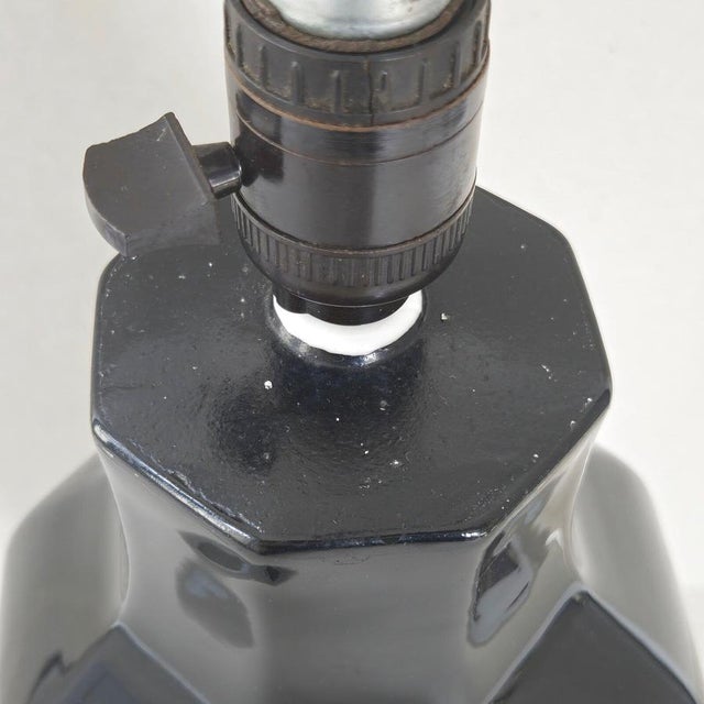 Art Deco Table Lamp in Black and Silver Ceramic, 1920s-1930s For Sale - Image 10 of 14