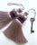 Mauve Pair of Dusty Mauve Luxury Key Tassels With Satin & Cut Velvet Details For Sale - Image 8 of 14