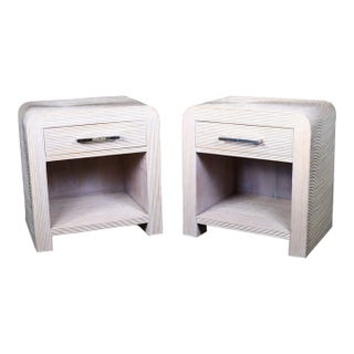 Late 20th Century Pair of Blonde Crespi Style Nightstands For Sale
