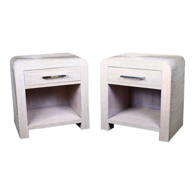 Late 20th Century Pair of Blonde Crespi Style Nightstands For Sale
