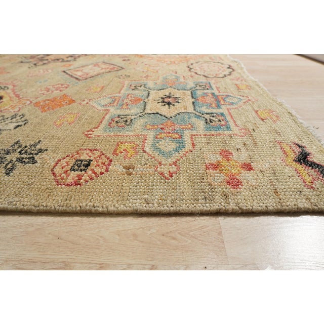 Contemporary 10x14 Lush Oriental Ivory Traditional Geometric Hand Knotted Wool Carpet Rug For Sale - Image 3 of 8