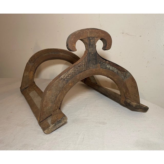 Wood Antique Handmade Primitive Carved Wood Iron Child Horse Saddle Tree Frame For Sale - Image 7 of 12