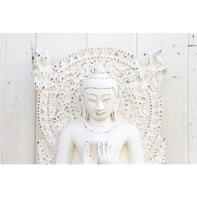 Asian Antique Sandstone Cambodian Buddha For Sale - Image 3 of 12