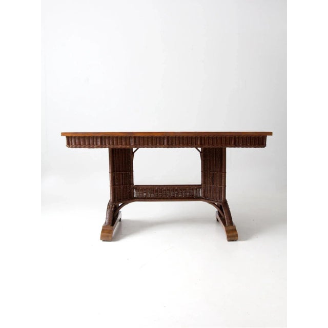 Antique Heywood Wakefield Wicker Table For Sale - Image 12 of 12
