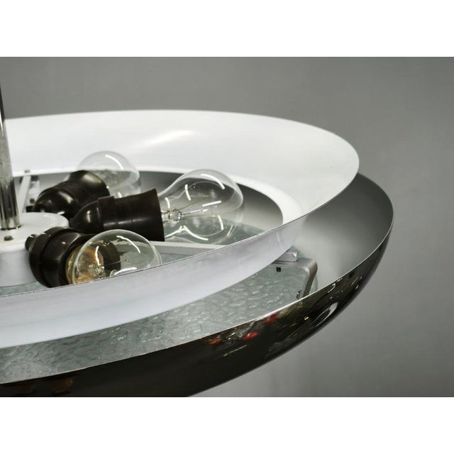 Vintage Bauhaus UFO Chrome and Glass Pendant Light, Czechoslovakia, 1930s For Sale - Image 10 of 14
