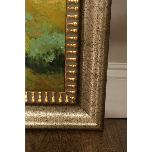 Late 20th Century Western Cowboy on Horse Oil Painting on Canvas 55" x 43" Signed 'S. T. Cesent' in Gold Gilt Frame For Sale - Image 13 of 18