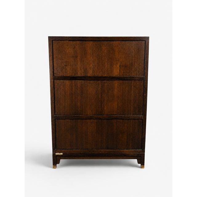 Late 20th Century Michael Taylor for Baker Walnut Cabinet With Brass Hardware For Sale In Boston - Image 6 of 12