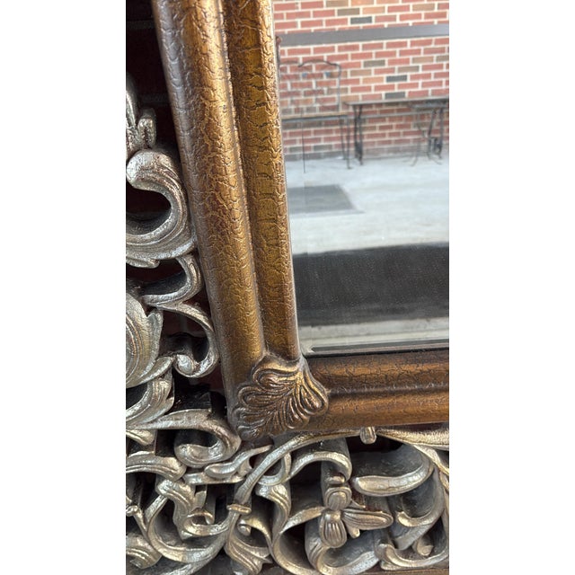 20th Century Ornately Carved Gilt Wood Wall or Floor Mirror For Sale - Image 13 of 16