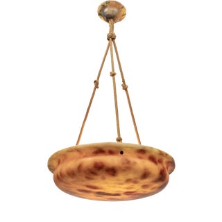 Alabaster Pendant with Rope Suspension, Sweden, 1930s For Sale