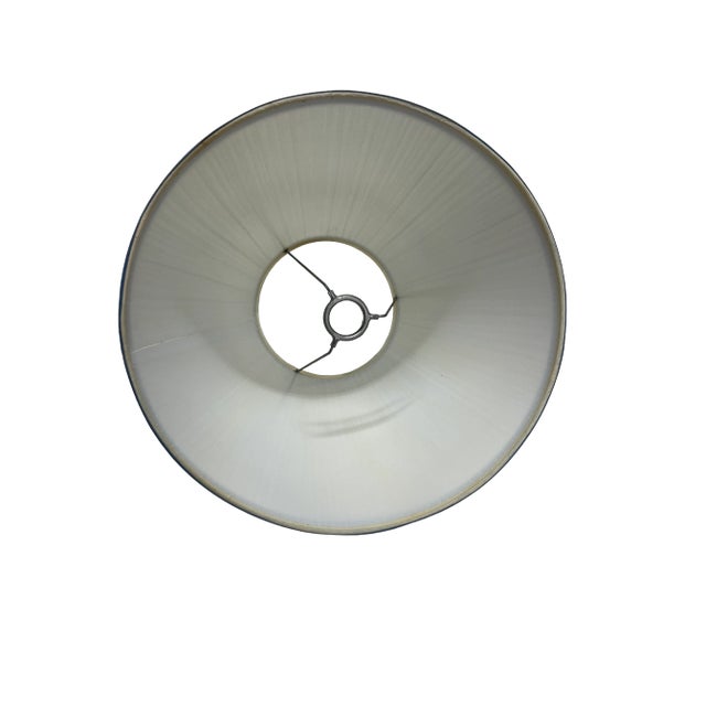 Vintage White Pleated Lamp Shade With Blue Trim Detail For Sale - Image 6 of 8