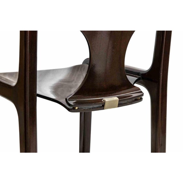 1970s Vintage Brass & Wood Chairs by Augusto Bozzi, Italy, 1970s, Set of 6 For Sale - Image 5 of 7