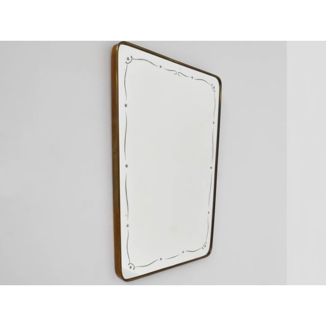 Etched Glass Mirror with Stars and Ribbons attributed to Gio Ponti, 1949, in Very Good conditions. Designed 1920 to 1949...