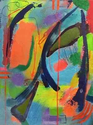 Original Abstract Painting on Repurposed Painters Tarp
