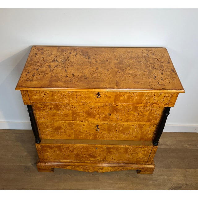 Biedermeier 1950s Biedermeier style chest of drawers with four maple drawers. For Sale - Image 3 of 12