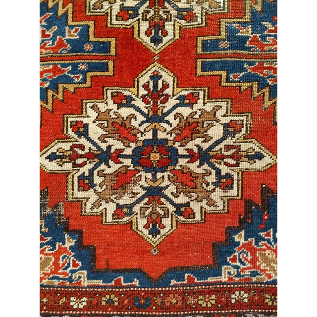 19th Century Handwoven Anatolian Village Rug, Caucasian Design Wool, 4' x 5' For Sale - Image 15 of 18