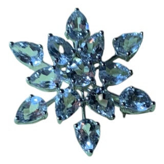 1990s Designer 925 Sterling Silver Floral Snowflake Brooch Pendant For Sale