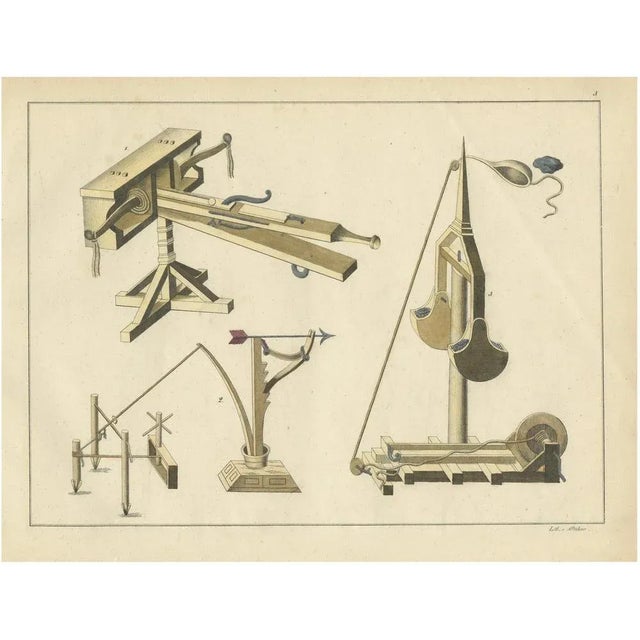 Paper Von Reibisch, Medieval Siege Engines and Catapults, 1842, Print For Sale - Image 7 of 7